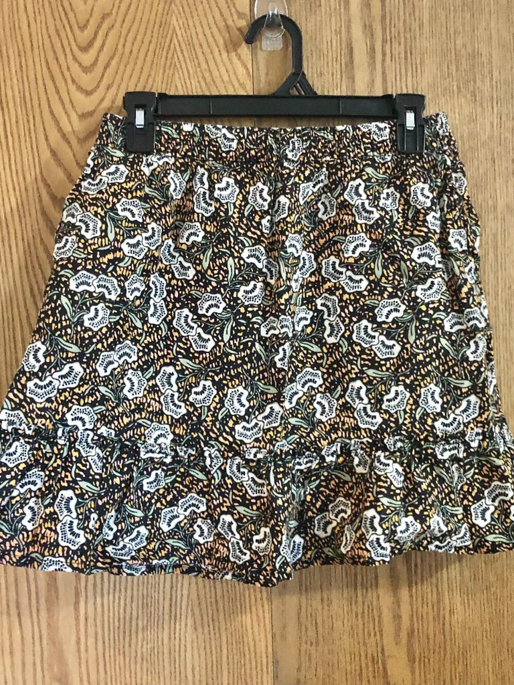 Rachel Zoe 100% Linen Skirt Small Floral Ruffle Hem Boho Mini